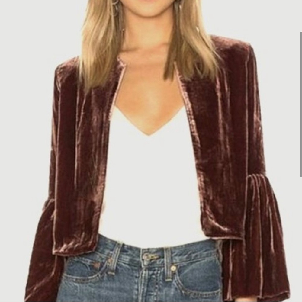 Ulla Johnson cropped burgundy velvet jacket size 6